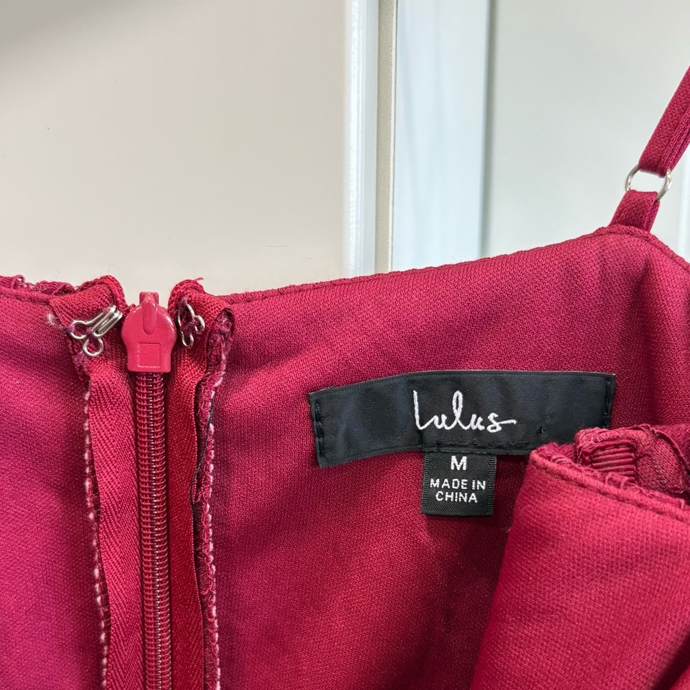 Lulu’s Found Your Love Wine Red Lace Sleeveless Trumpet Midi Dress - Picture 7 of 10